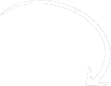 A curved white arrow pointing left and downward on a transparent background. Used for directional emphasis in designs or annotations